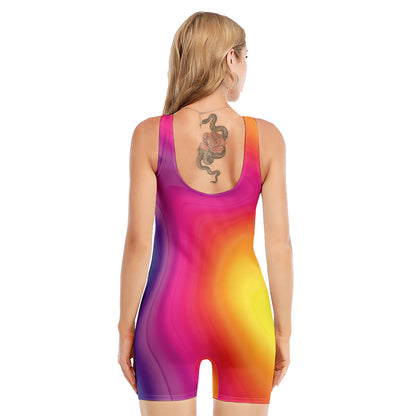 Rainbow Flow Print Sleeveless One Piece Swimsuit
