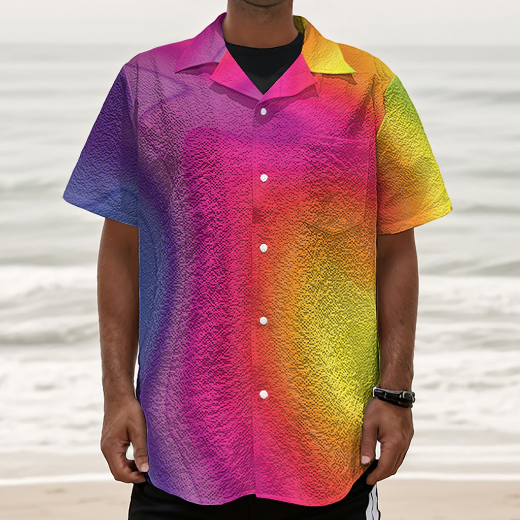 Rainbow Flow Print Textured Short Sleeve Shirt