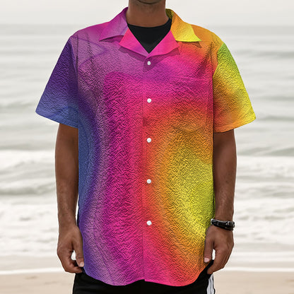 Rainbow Flow Print Textured Short Sleeve Shirt