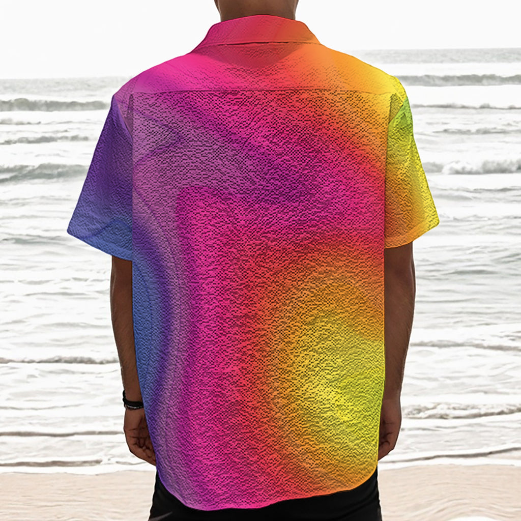 Rainbow Flow Print Textured Short Sleeve Shirt