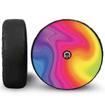 Rainbow Flow Print Tire Cover With Camera Hole