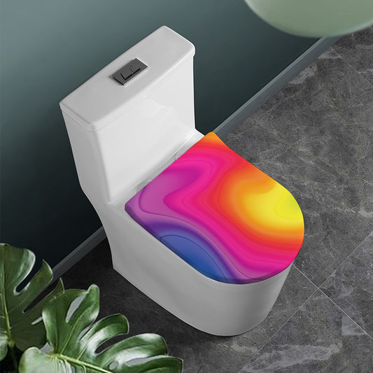 Rainbow Flow Print Toilet Lid Cover