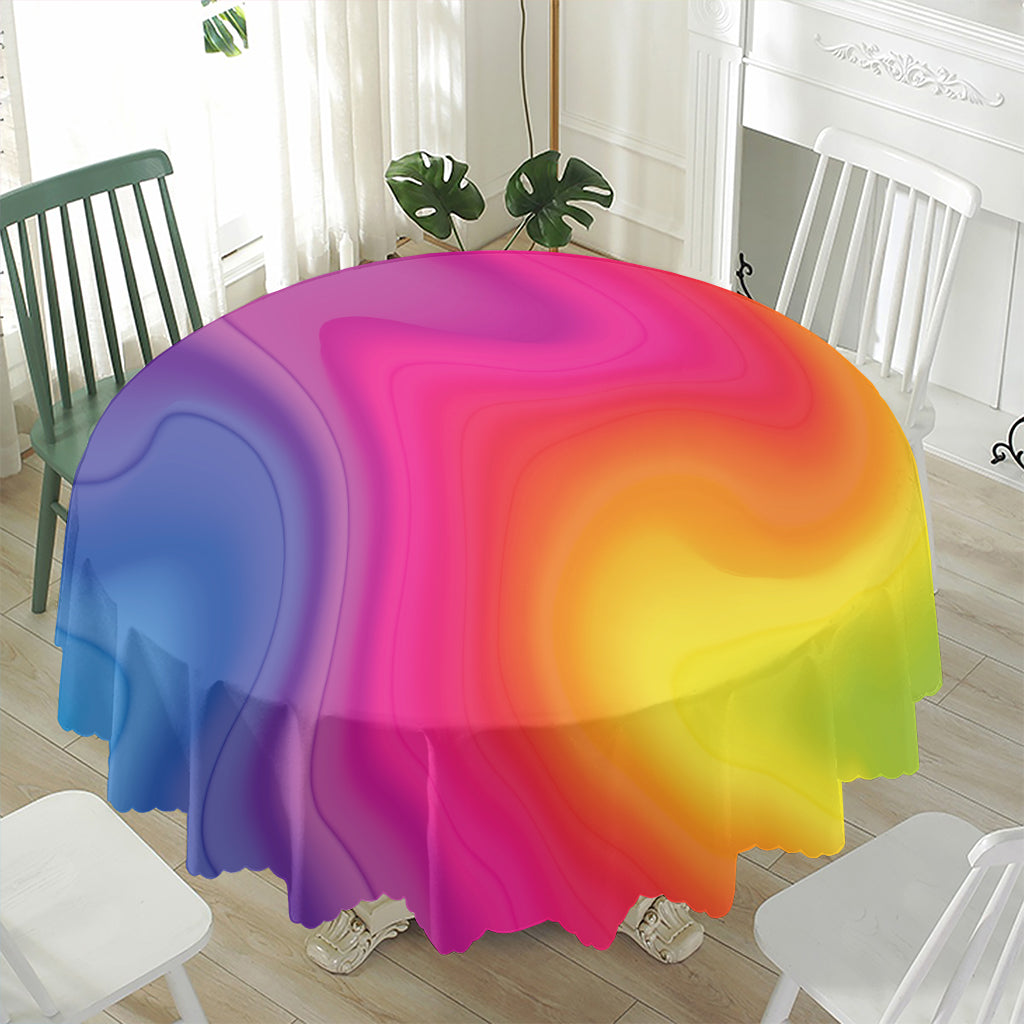 Rainbow Flow Print Waterproof Round Tablecloth