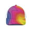 Rainbow Flow Print White Mesh Trucker Hat