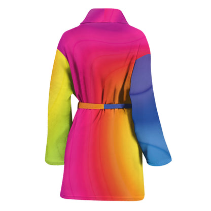 Rainbow Flow Print Women's Bathrobe
