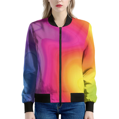 Rainbow Flow Print Women's Bomber Jacket