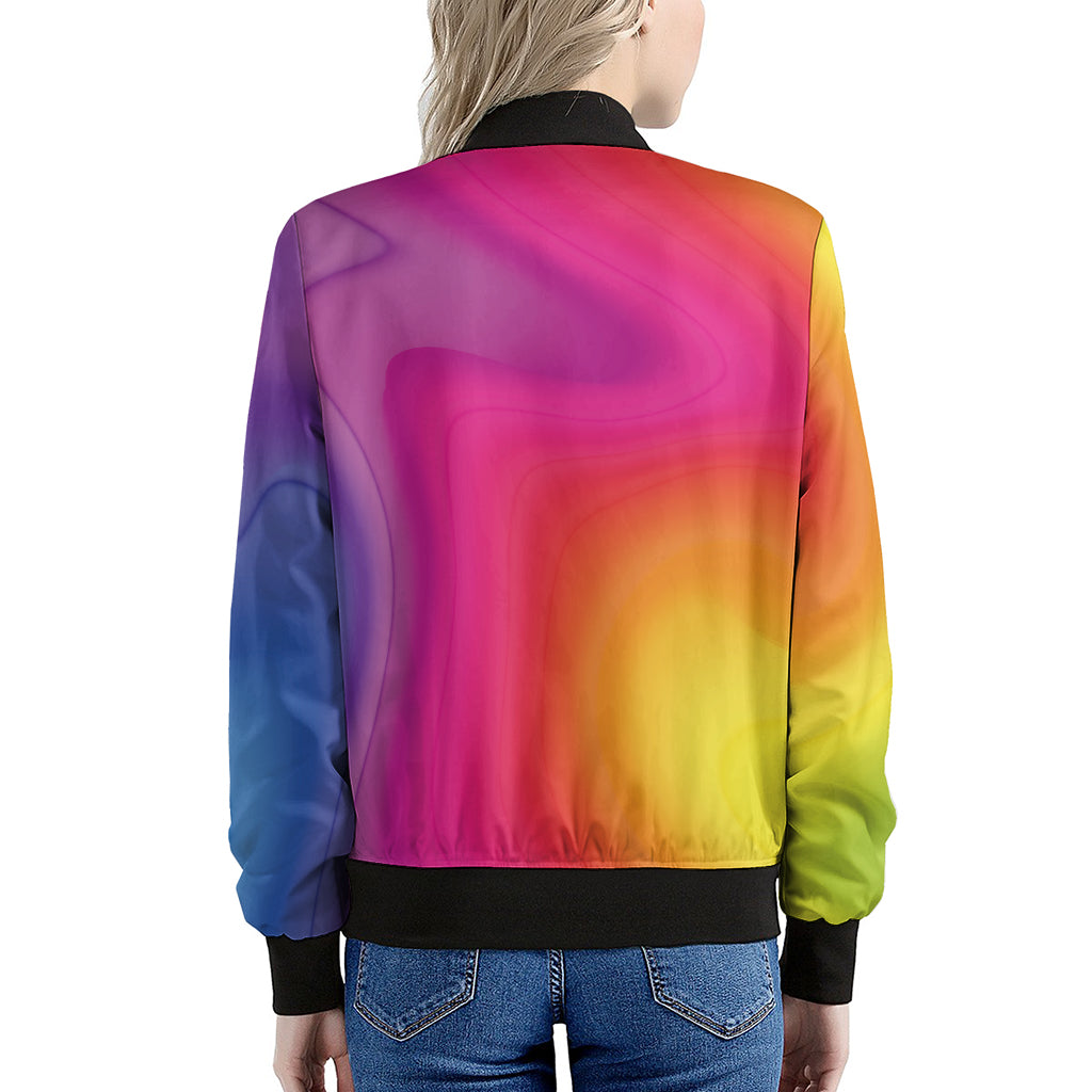 Rainbow Flow Print Women's Bomber Jacket
