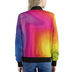Rainbow Flow Print Women's Bomber Jacket