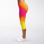 Rainbow Flow Print Women's Capri Leggings
