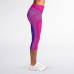Rainbow Flow Print Women's Capri Leggings