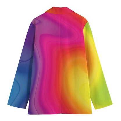 Rainbow Flow Print Women's Cotton Blazer