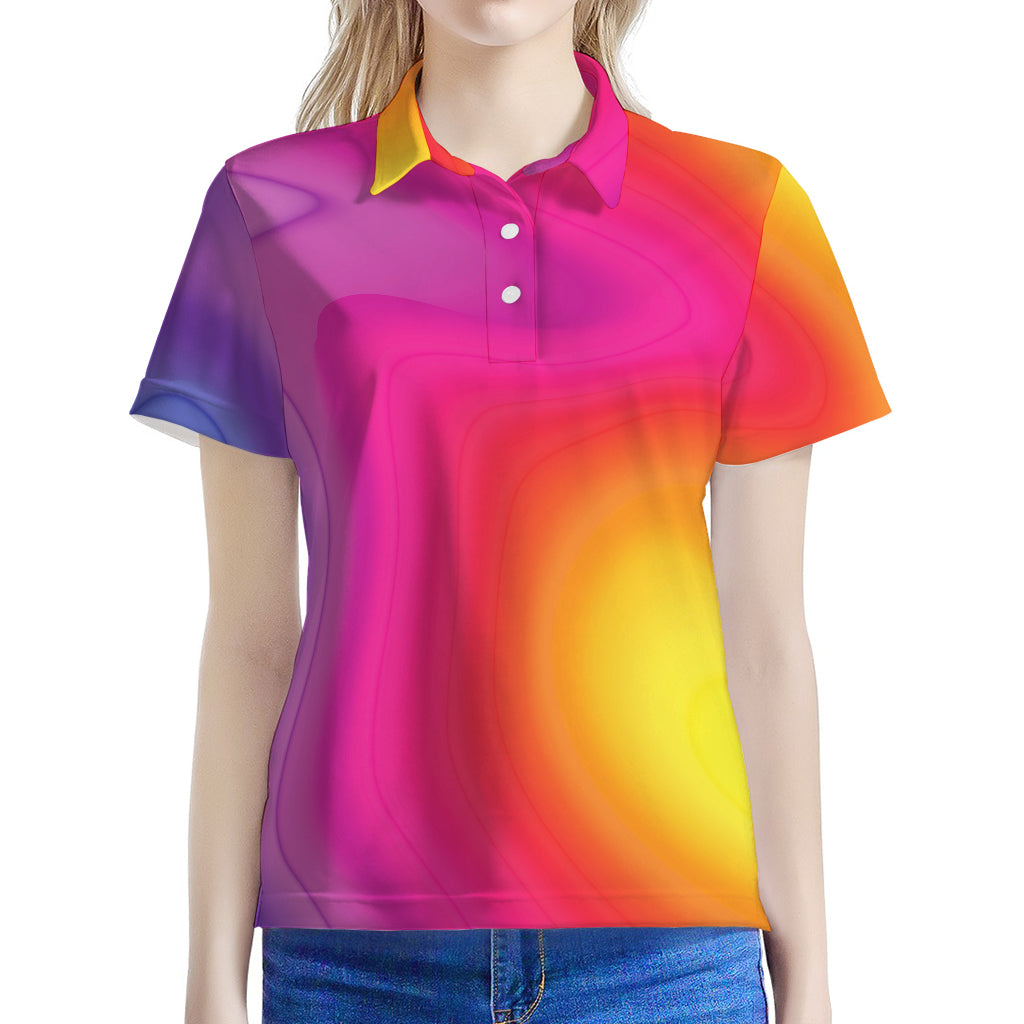 Rainbow Flow Print Women's Polo Shirt