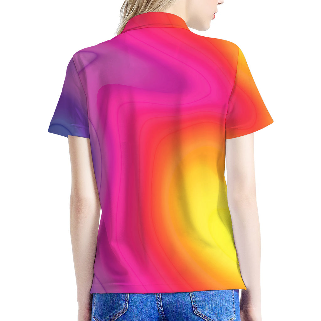 Rainbow Flow Print Women's Polo Shirt