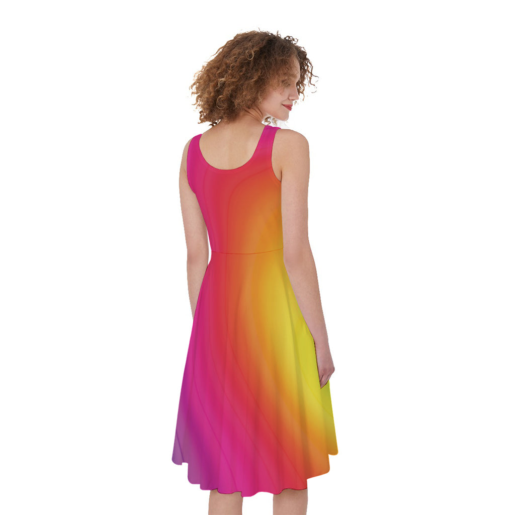 Rainbow Flow Print Women's Sleeveless Dress