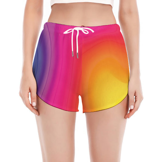 Rainbow Flow Print Women's Split Running Shorts