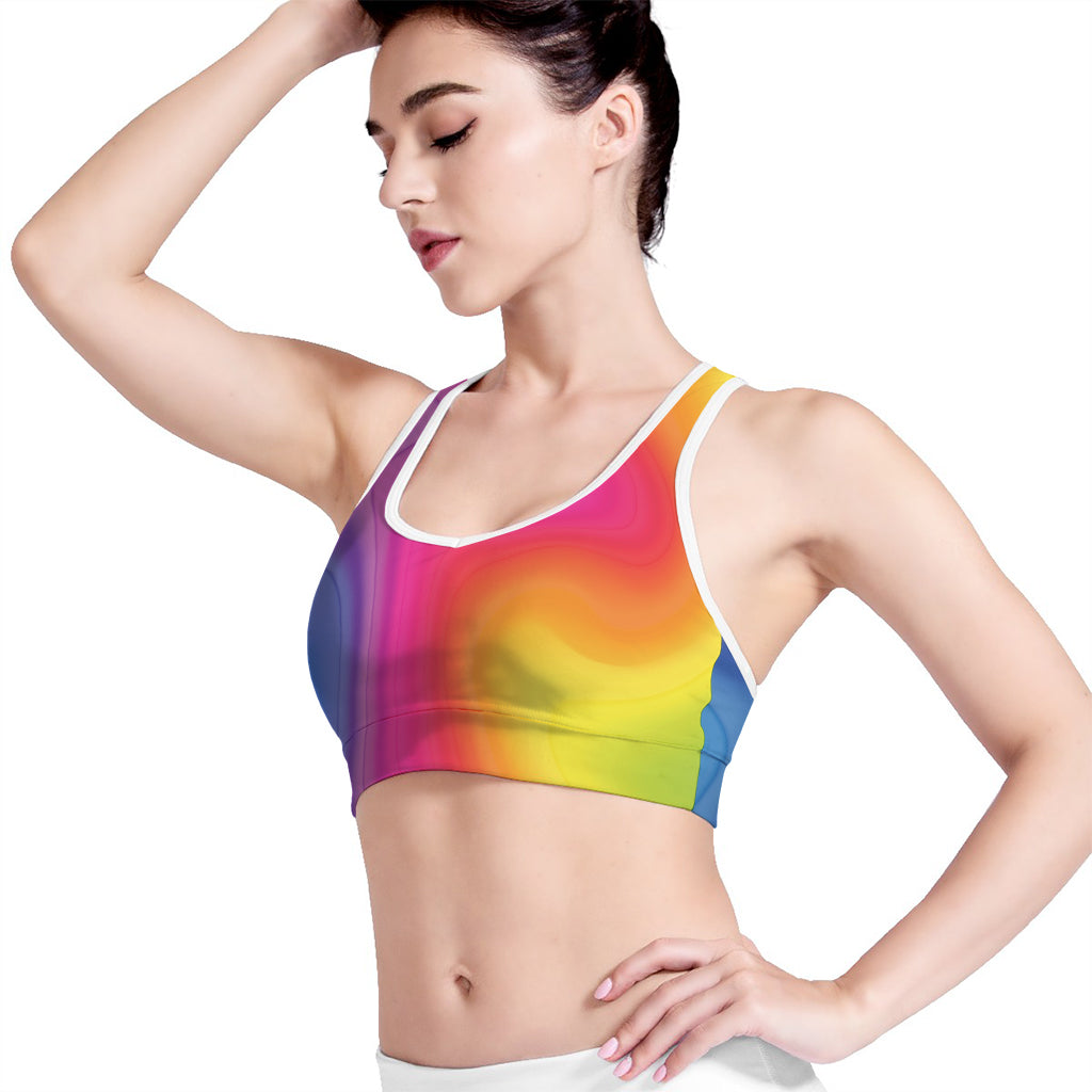 Rainbow Flow Print Women's Sports Bra