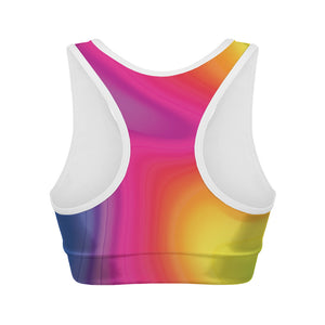 Rainbow Flow Print Women's Sports Bra