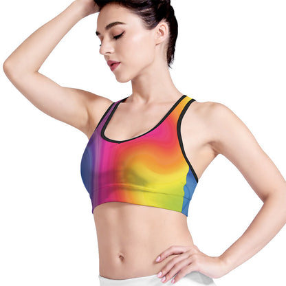 Rainbow Flow Print Women's Sports Bra