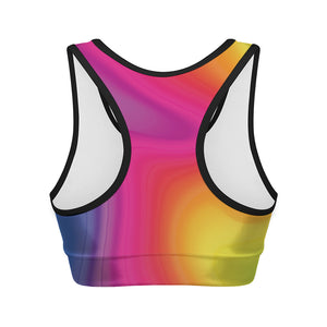 Rainbow Flow Print Women's Sports Bra