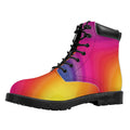 Rainbow Flow Print Padded Collar Lace Up Boots