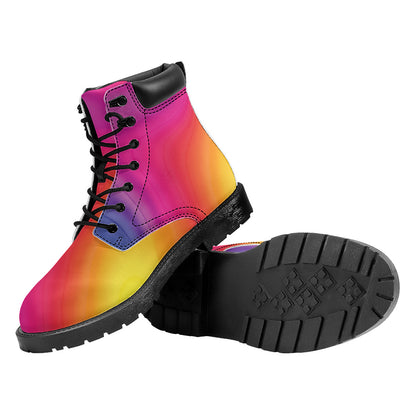 Rainbow Flow Print Work Boots
