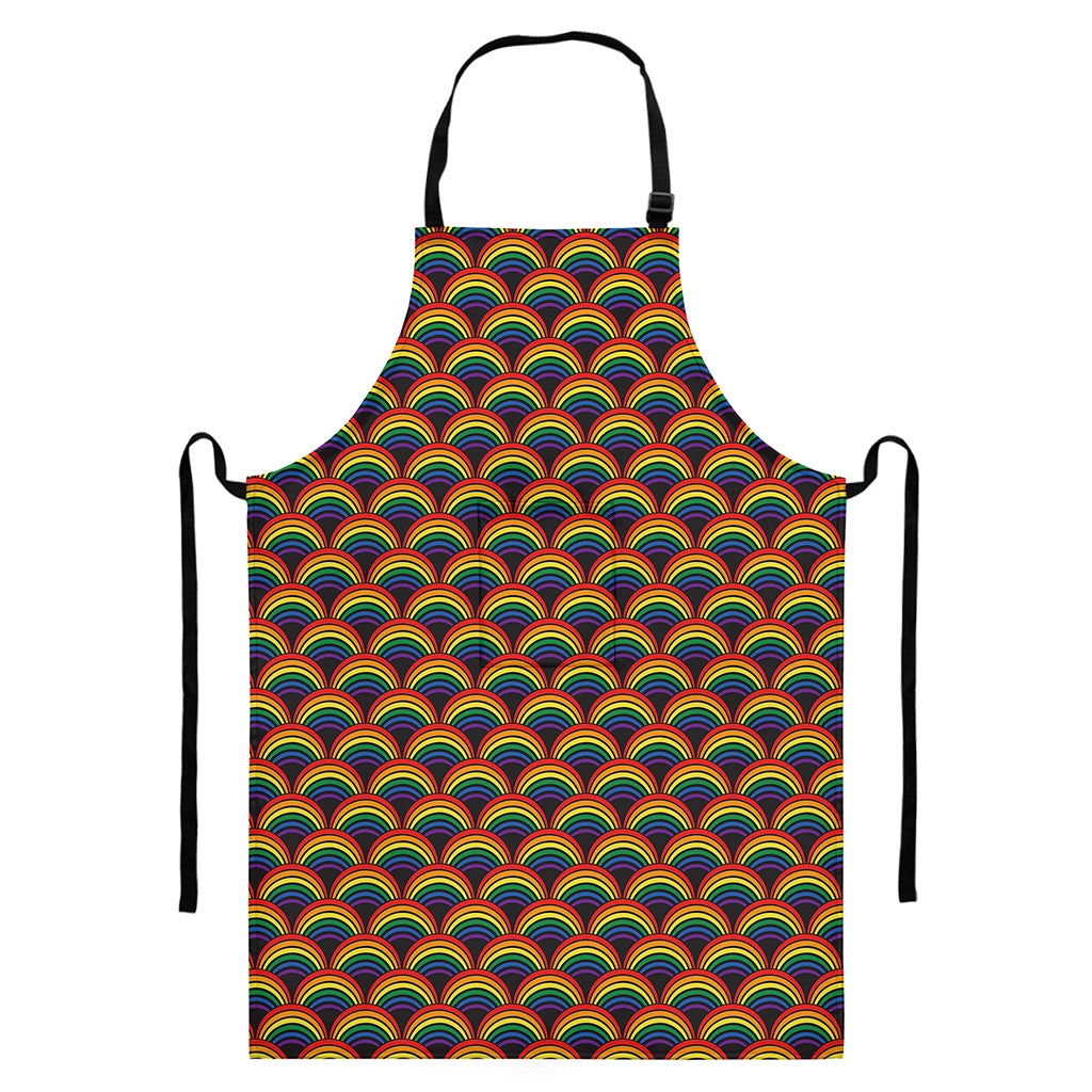 Rainbow Gay Pride Pattern Print Bib Apron With Pocket
