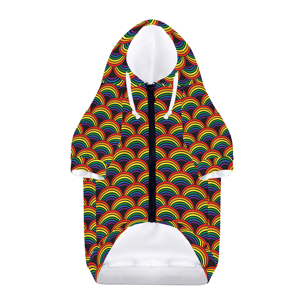 Rainbow Gay Pride Pattern Print Dog Zip Up Hoodie