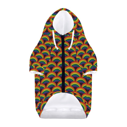 Rainbow Gay Pride Pattern Print Dog Zip Up Hoodie