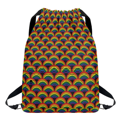 Rainbow Gay Pride Pattern Print Drawstring Backpack