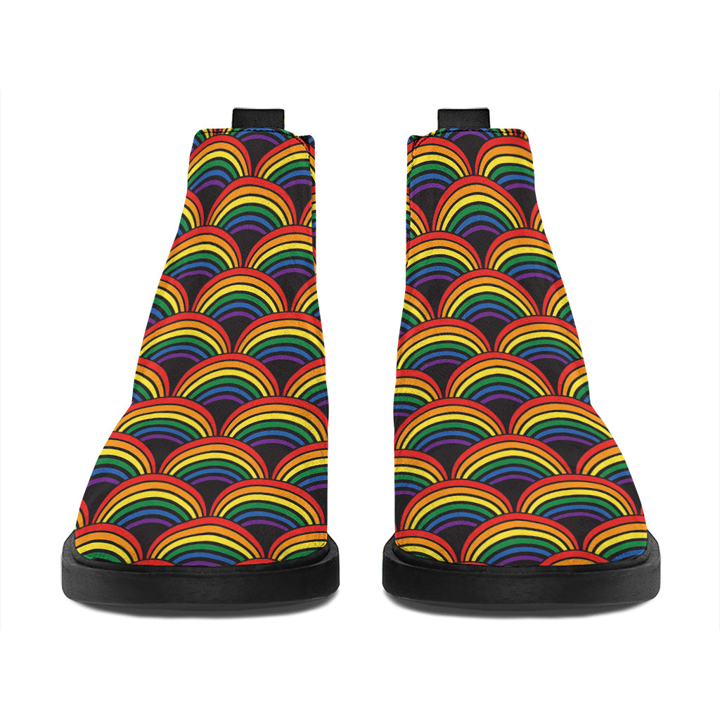 Rainbow Gay Pride Pattern Print Flat Ankle Boots
