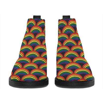 Rainbow Gay Pride Pattern Print Flat Ankle Boots