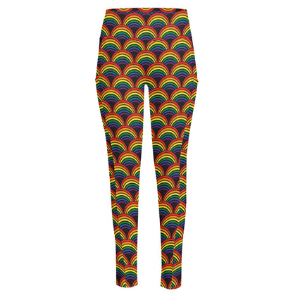 Rainbow Gay Pride Pattern Print High-Waisted Pocket Leggings