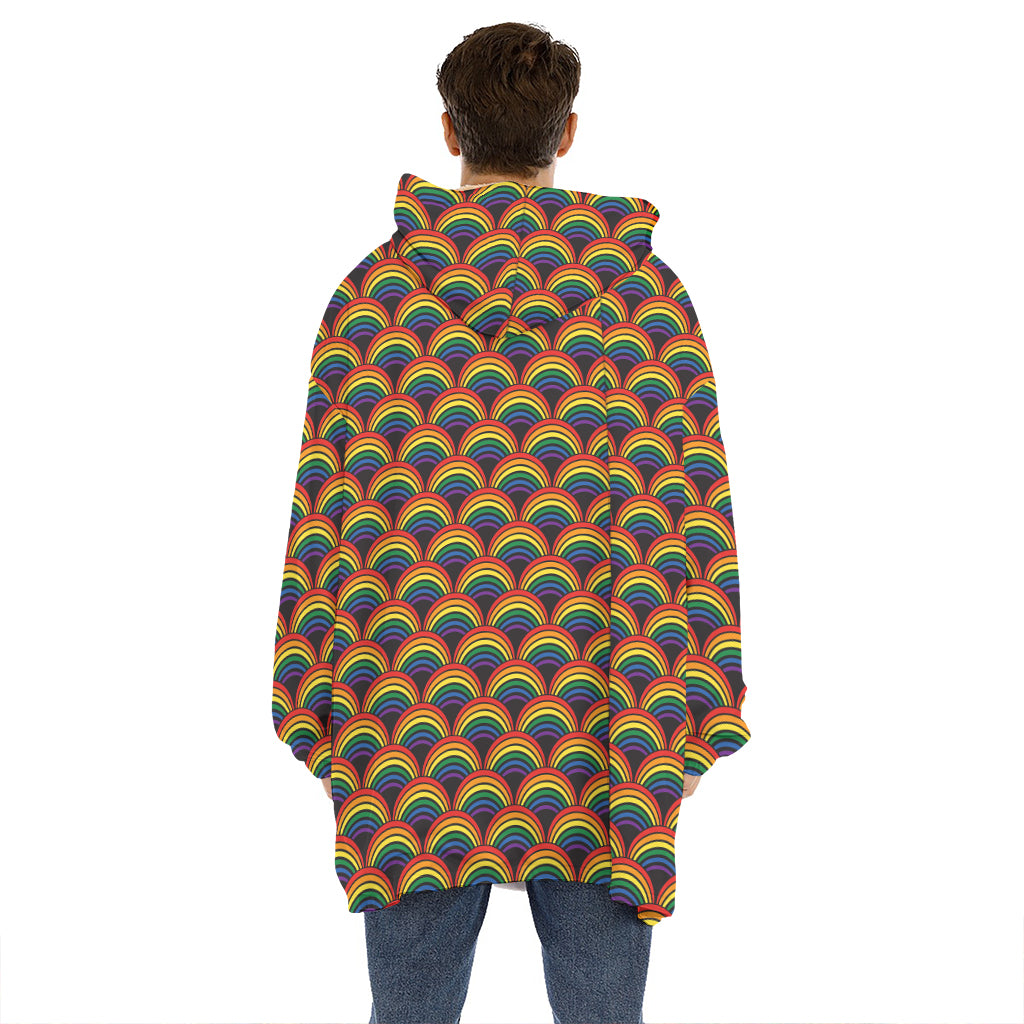 Rainbow Gay Pride Pattern Print Hoodie Blanket