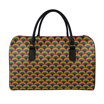 Rainbow Gay Pride Pattern Print Leather Duffle Bag
