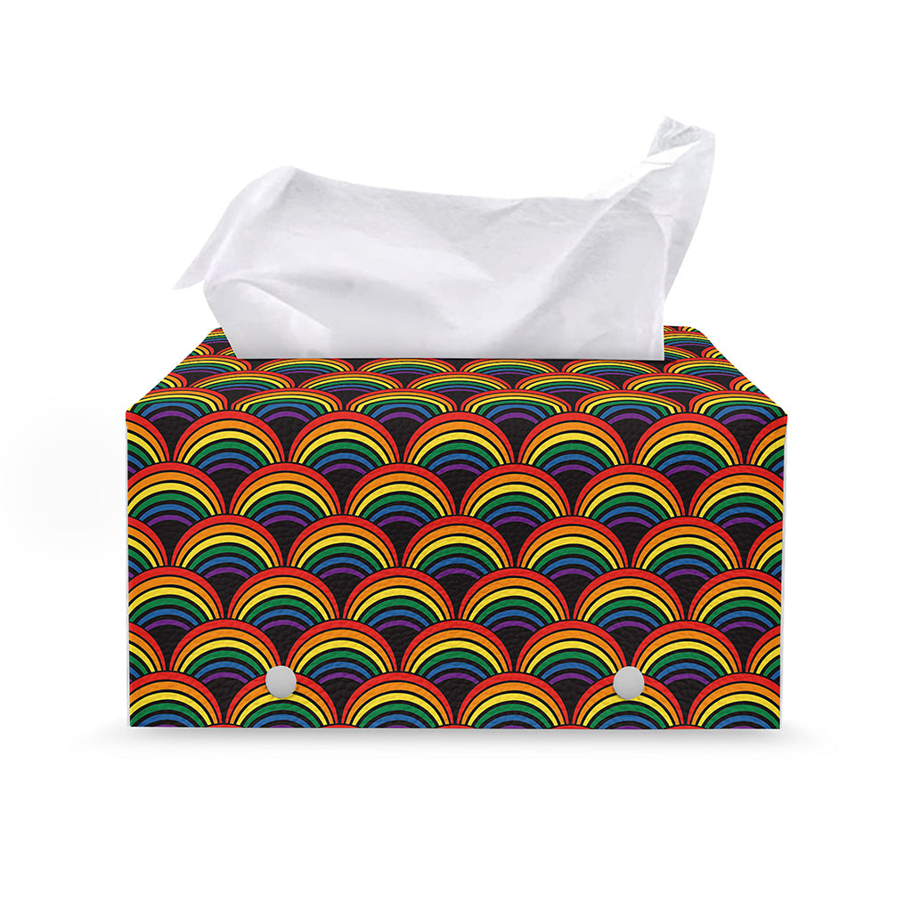Rainbow Gay Pride Pattern Print Leather Tissue Box Cover