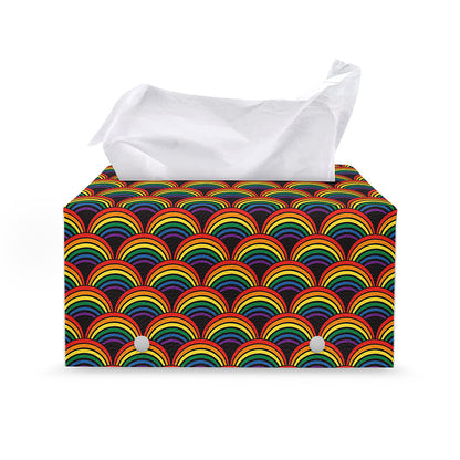 Rainbow Gay Pride Pattern Print Leather Tissue Box Cover