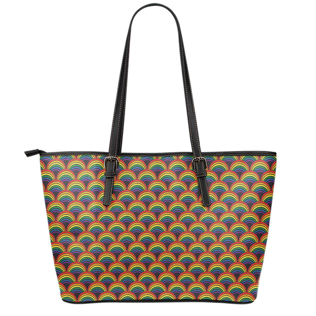 Rainbow Gay Pride Pattern Print Leather Tote Bag