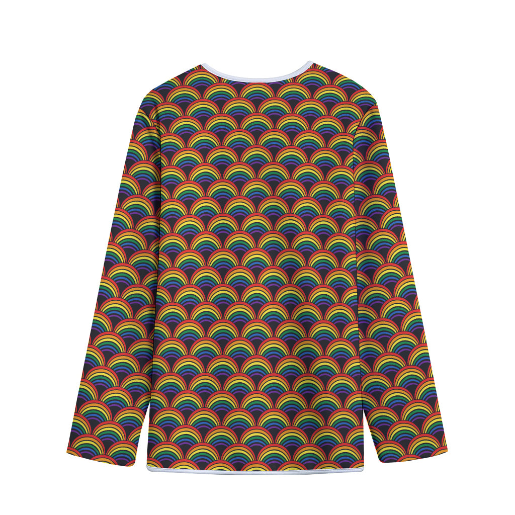 Rainbow Gay Pride Pattern Print Long Sleeve Short Coat