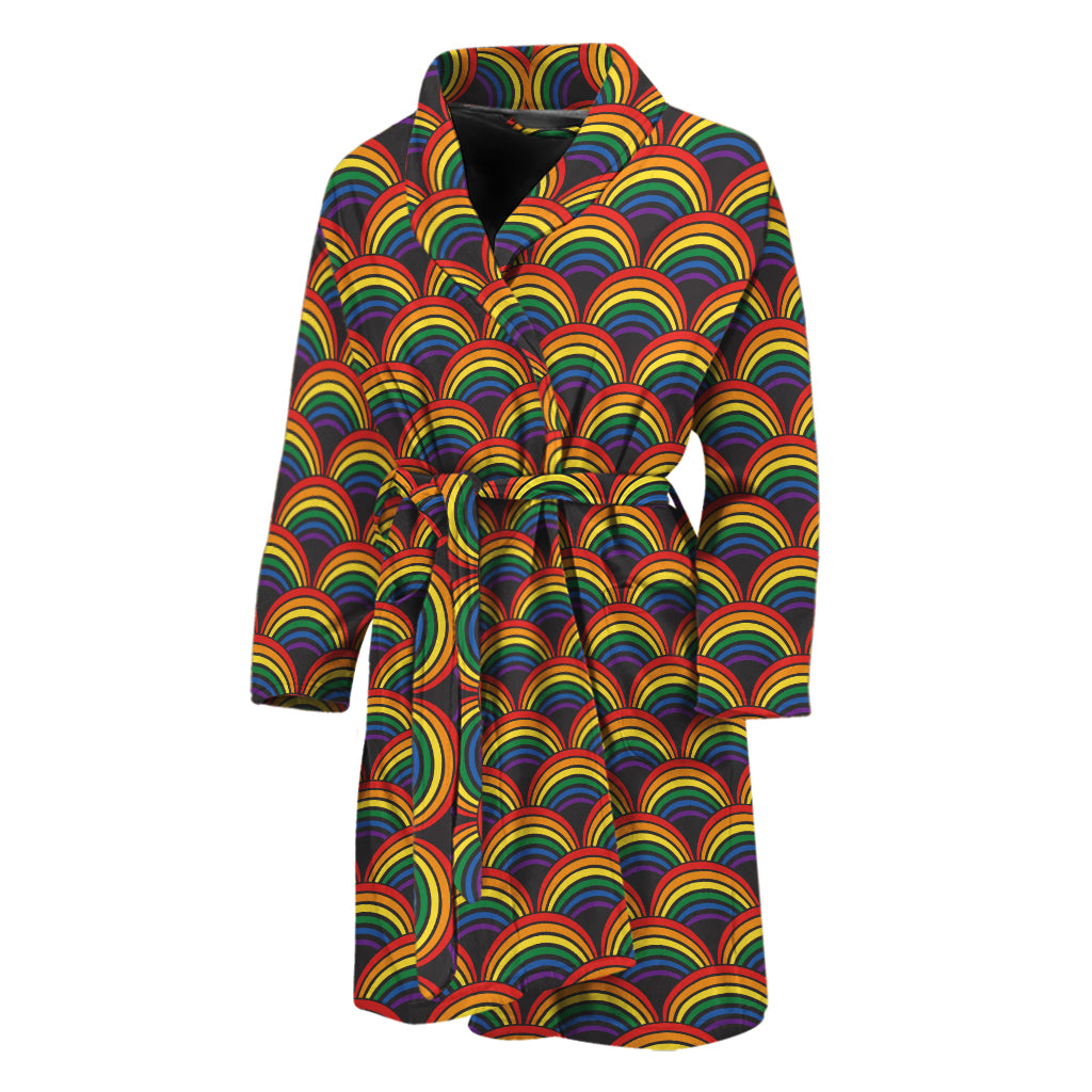 Rainbow Gay Pride Pattern Print Men's Bathrobe