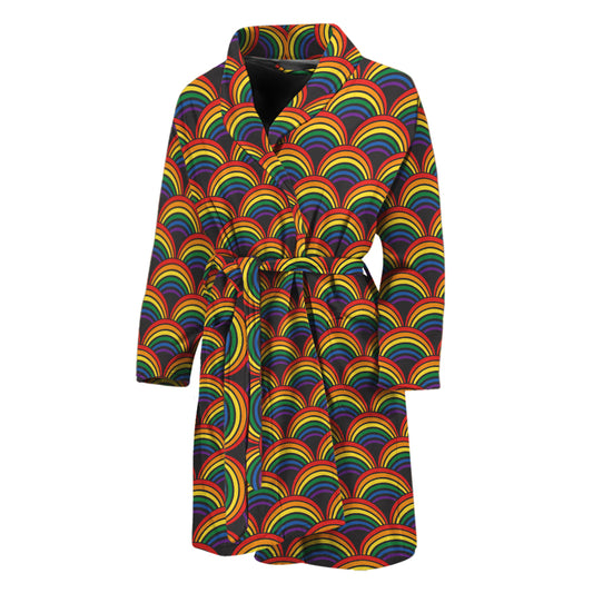 Rainbow Gay Pride Pattern Print Men's Bathrobe