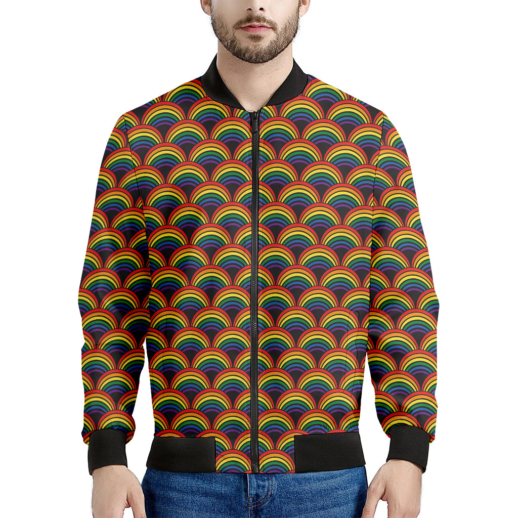 Rainbow Gay Pride Pattern Print Men's Bomber Jacket