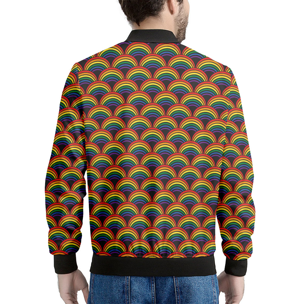 Rainbow Gay Pride Pattern Print Men's Bomber Jacket