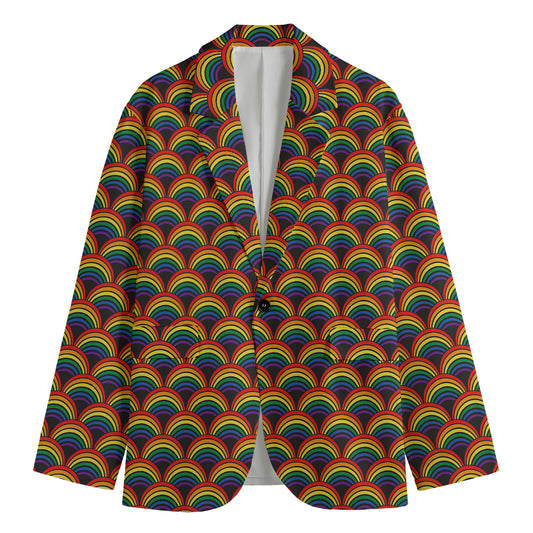 Rainbow Gay Pride Pattern Print Men's Cotton Blazer