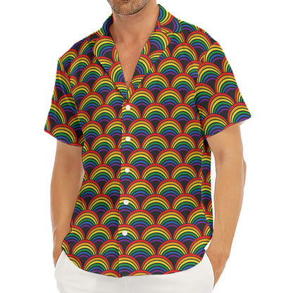 Rainbow Gay Pride Pattern Print Men's Deep V-Neck Shirt