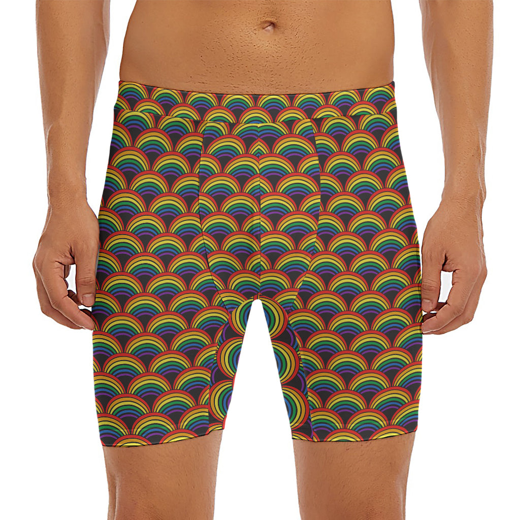 Rainbow Gay Pride Pattern Print Men's Long Boxer Briefs