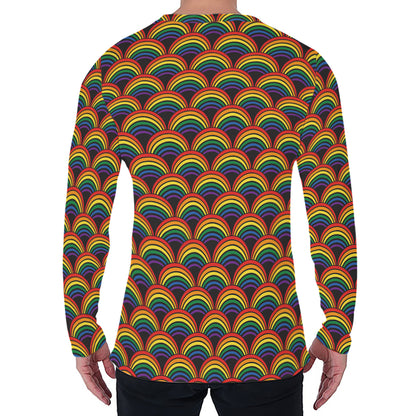 Rainbow Gay Pride Pattern Print Men's Long Sleeve T-Shirt