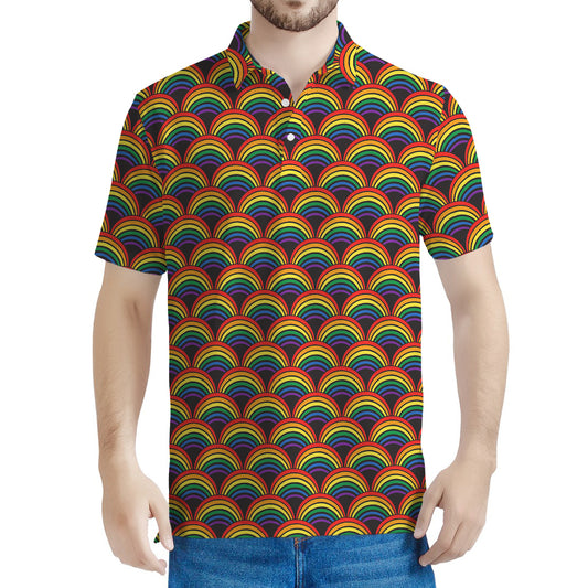 Rainbow Gay Pride Pattern Print Men's Polo Shirt