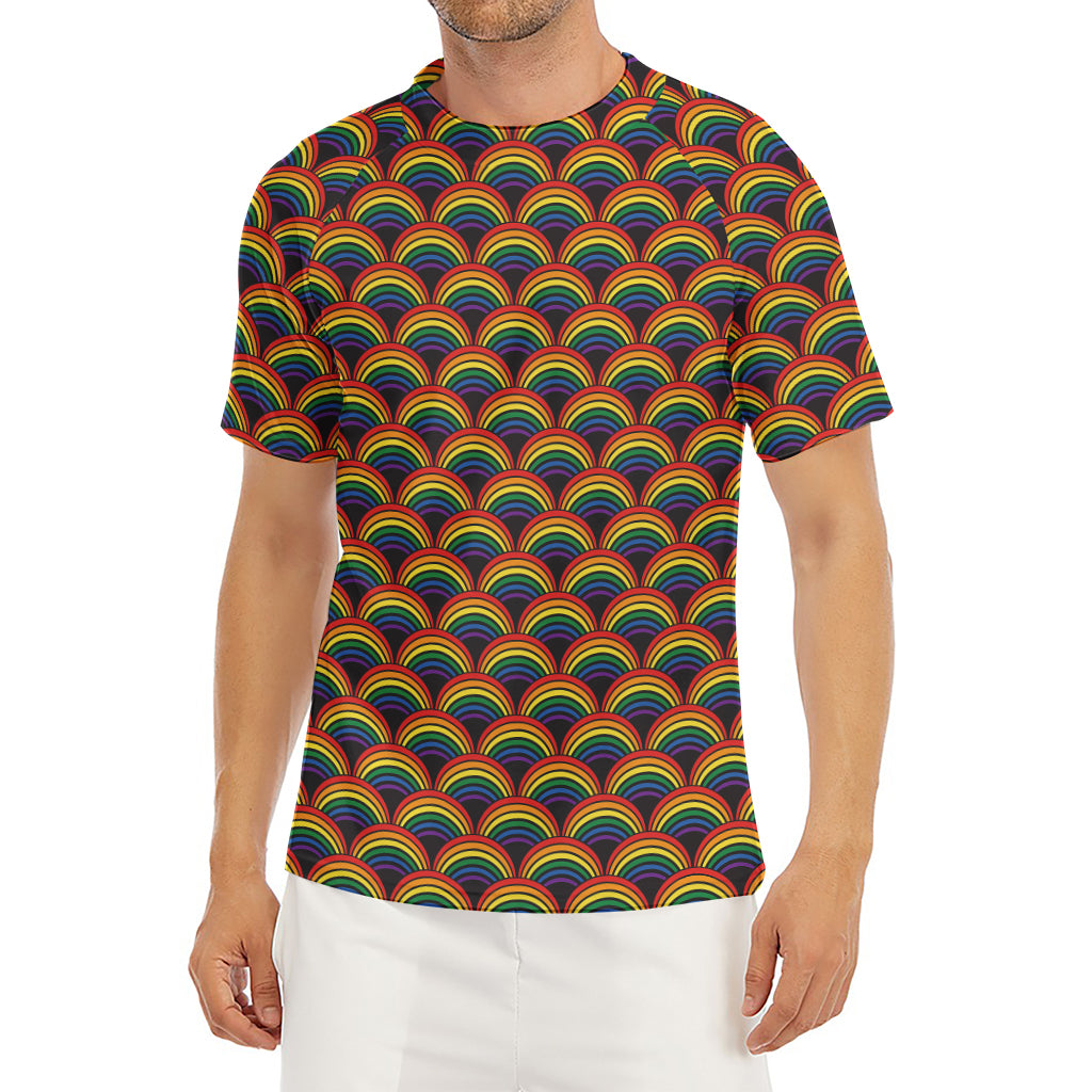 Rainbow Gay Pride Pattern Print Men's Short Sleeve Rash Guard