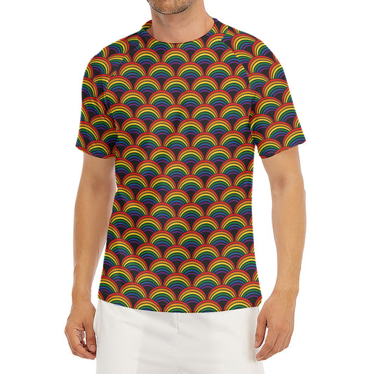 Rainbow Gay Pride Pattern Print Men's Short Sleeve Rash Guard