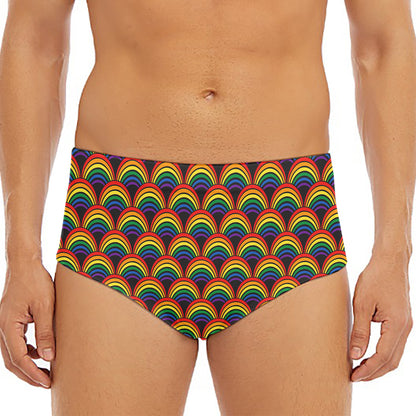 Rainbow Gay Pride Pattern Print Men's Triangle Swim Briefs